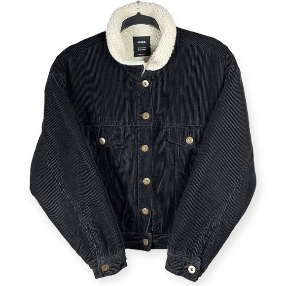 Cotton On Sherpa Lined Corduroy Jacket Men’s Size 6 Black Button Front Outerwear - Picture 1 of 10